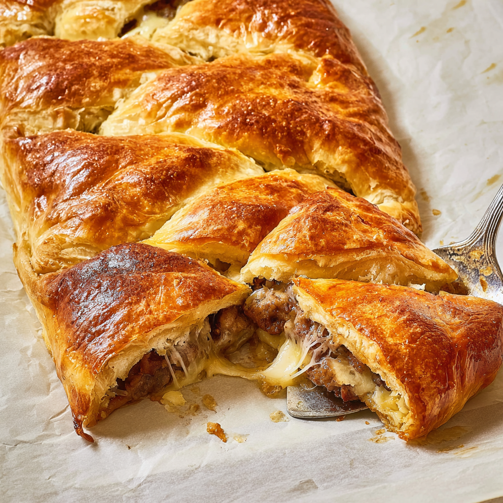 A French dip crescent braid on a paper towel.
