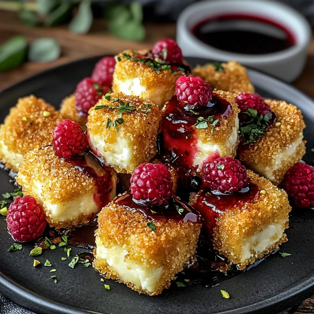 Pistachio-Crusted Brie Bites with Raspberry Balsamic Glaze