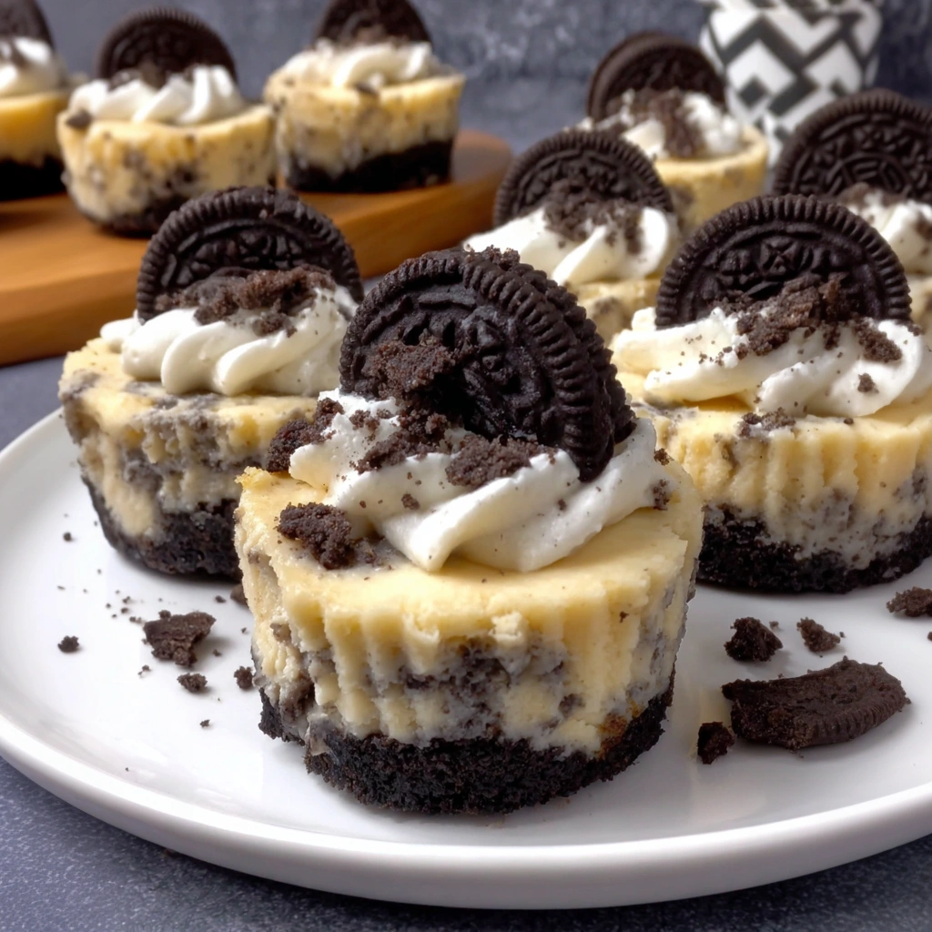 A plate of Oreo cheesecake bites.