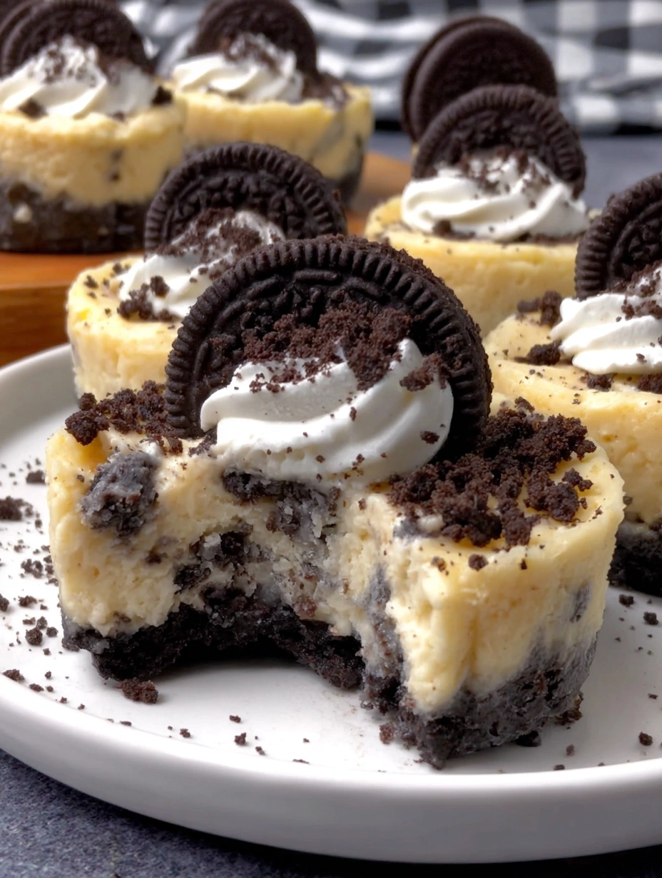 A plate of Oreo cheesecake bites.