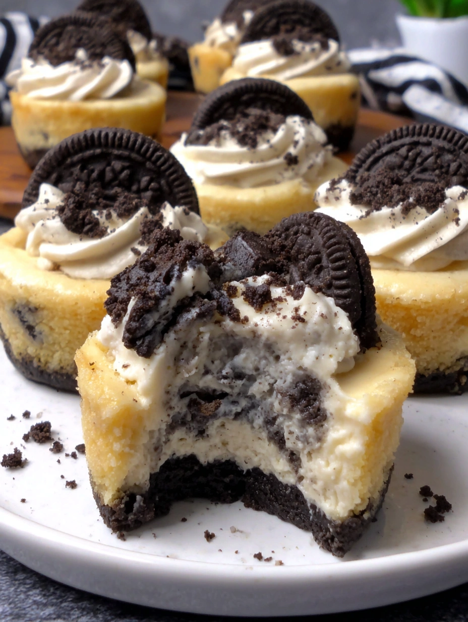 A plate of Oreo cheesecake bites.