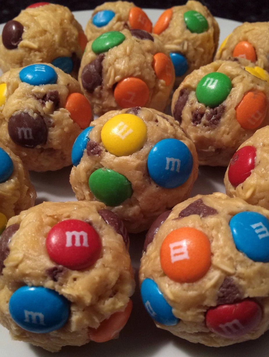 A plate of Monster Cookie Dough Balls.
