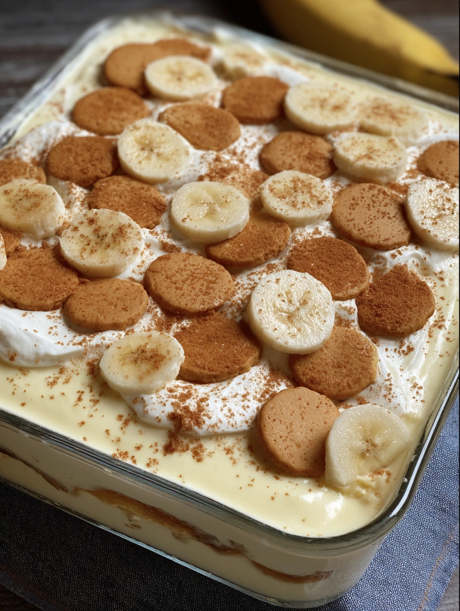 A close up of a dessert with bananas and nuts.