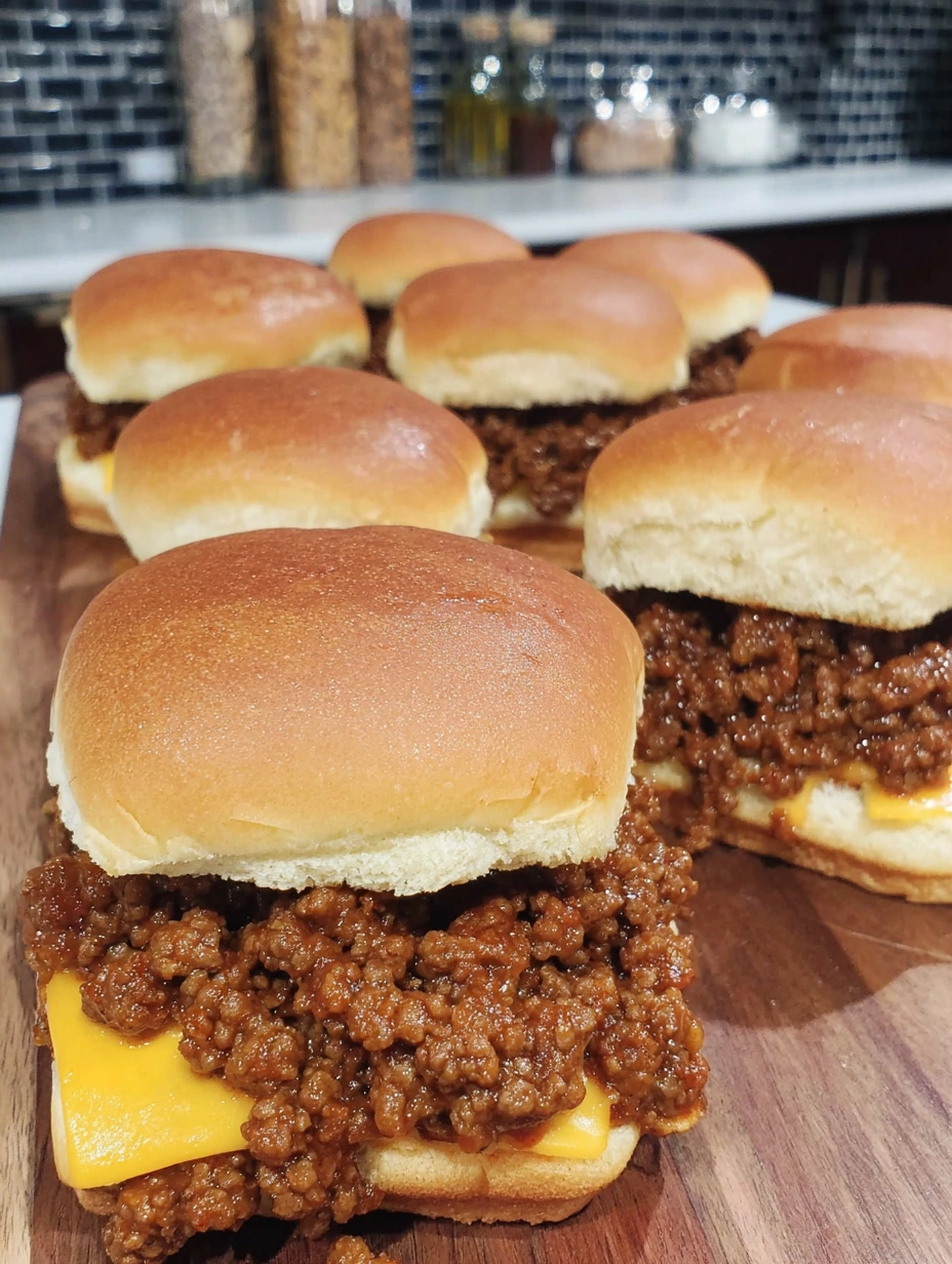 A plate of sloppy joes on a table.