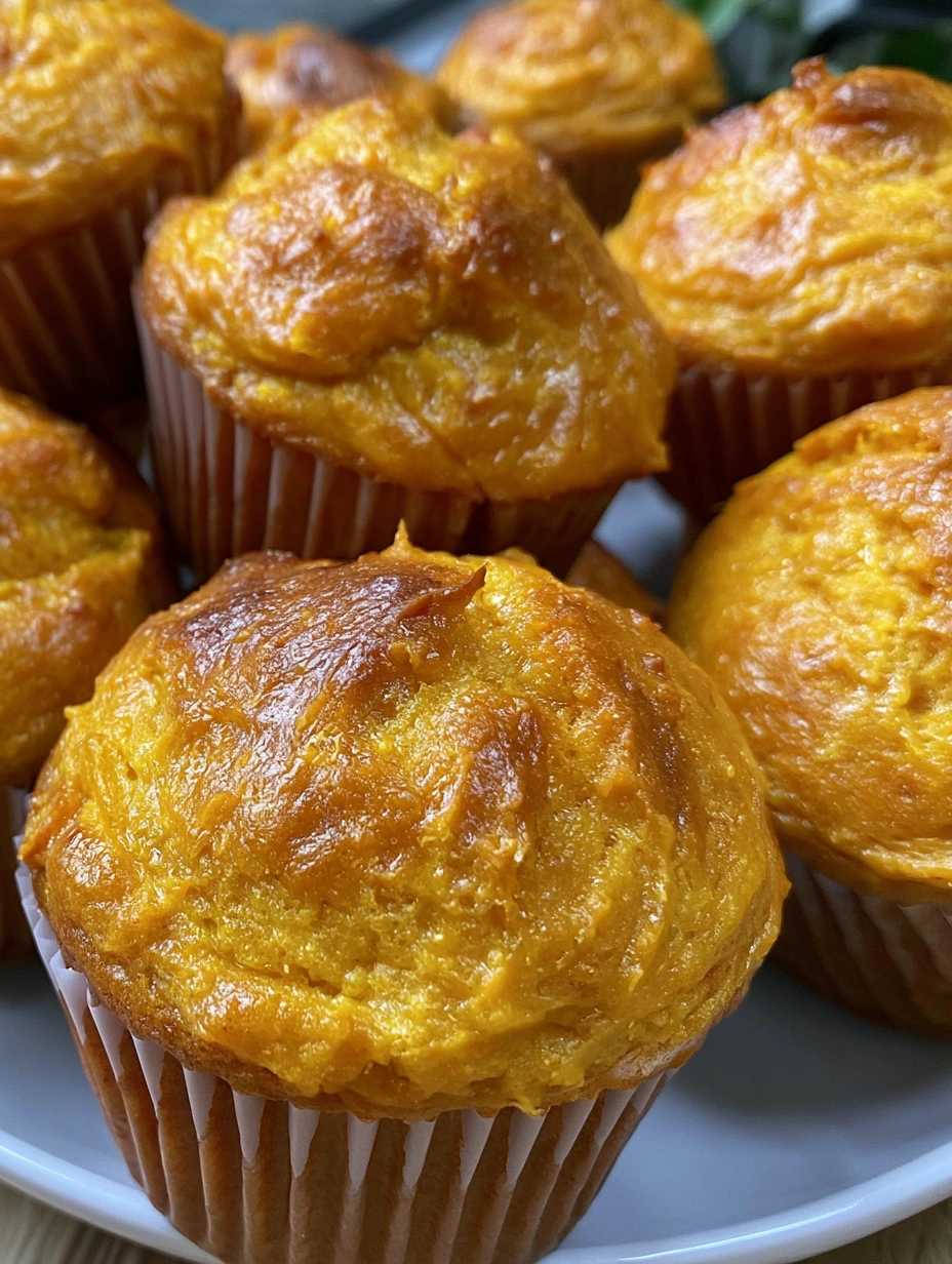 A plate of moist sweet potato cornbread muffins.