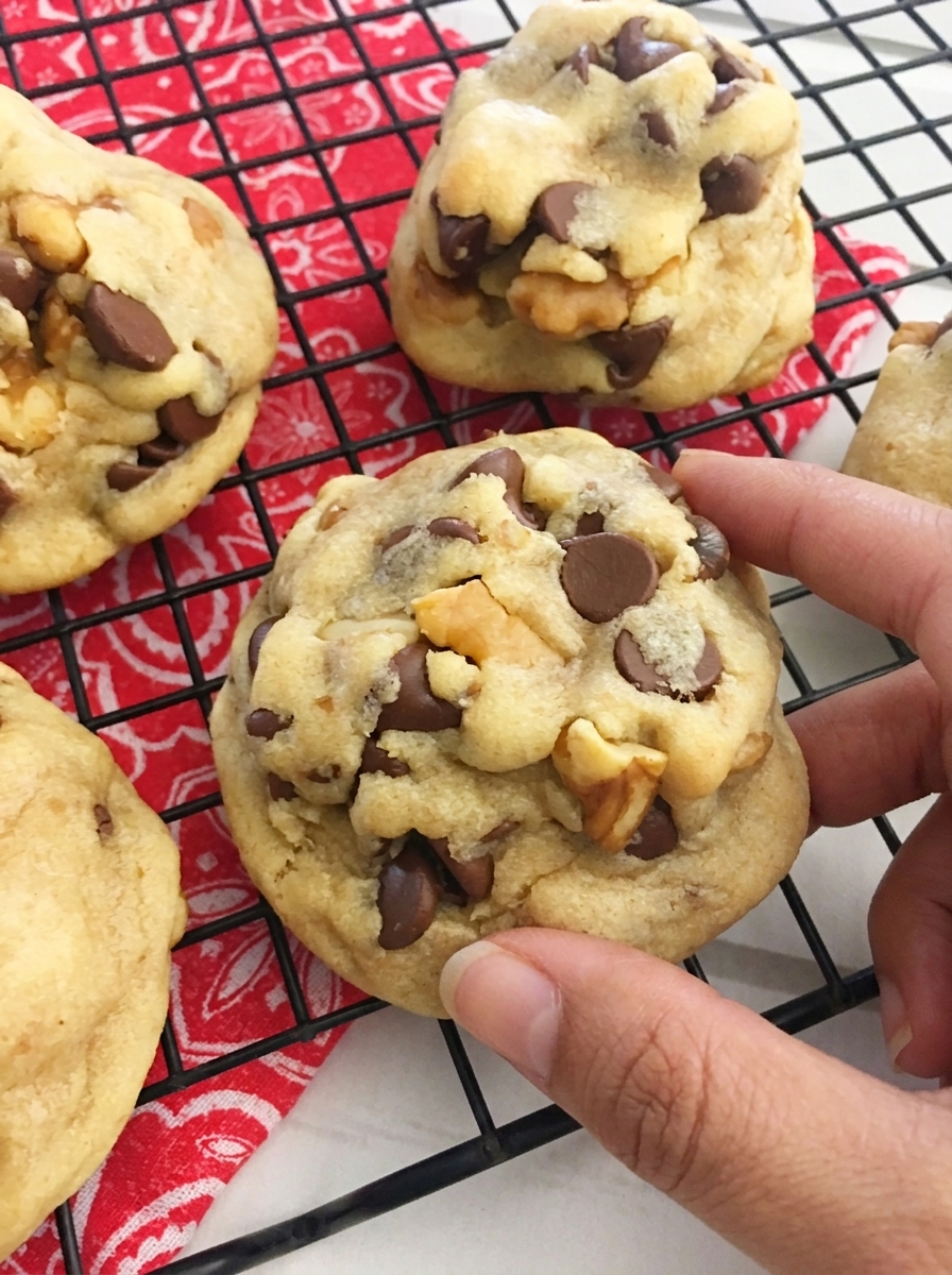A person is holding a cookie.