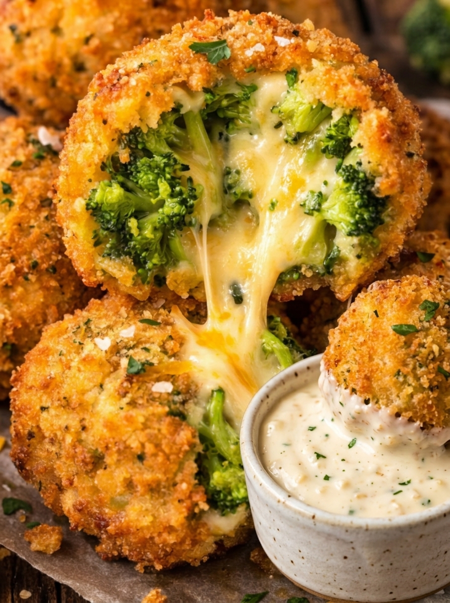 A bowl of cheesy broccoli bites.