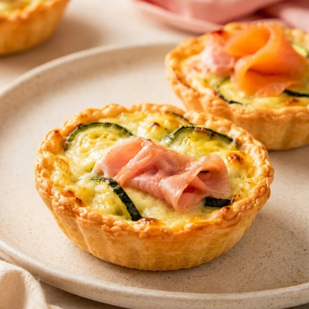Mini quiche with mortadella, courgettes and scamorza