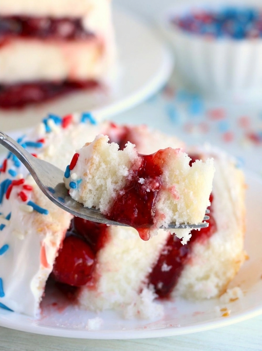 A slice of no-bake cherry torte.