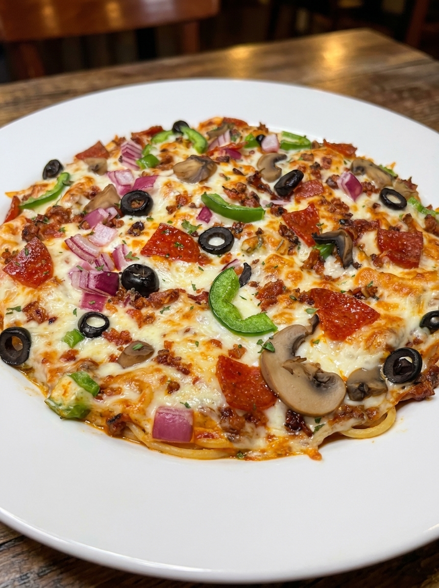 A plate of food with mushrooms, olives, peppers, and onions.