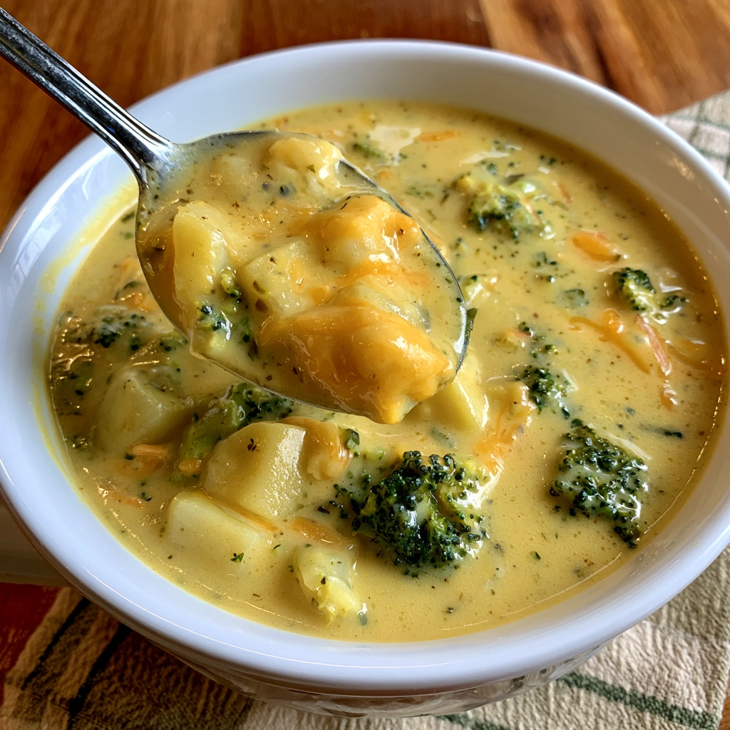 A spoon is in a bowl of soup.