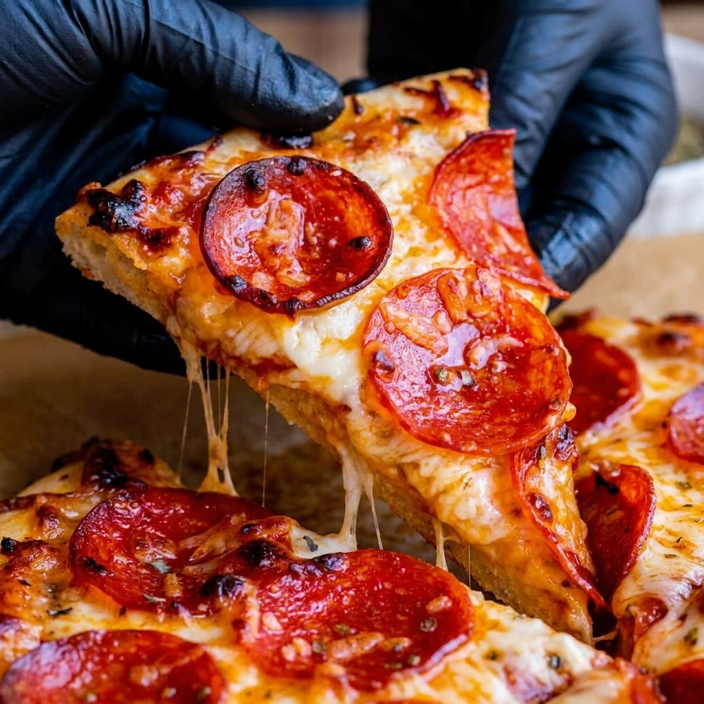 A slice of pizza with pepperoni and cheese.