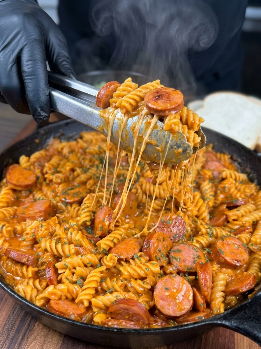 A close up of a spoon in a bowl of pasta.