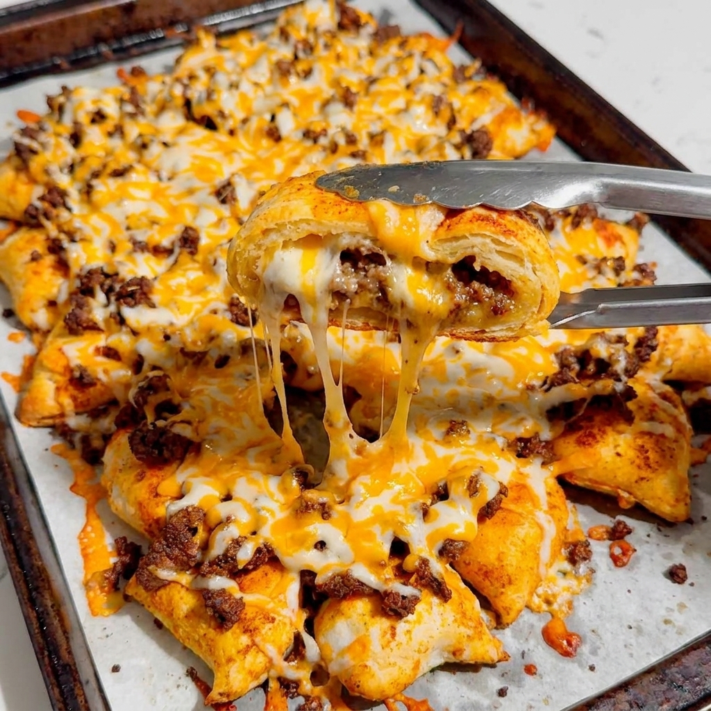 A fork is stuck in a piece of food.