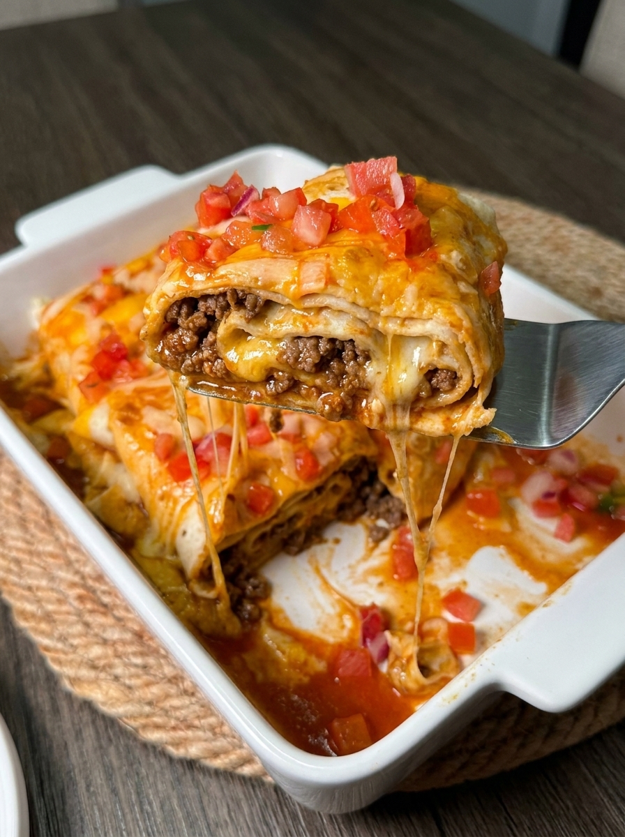 A white plate with a fork in it and a burrito on it.