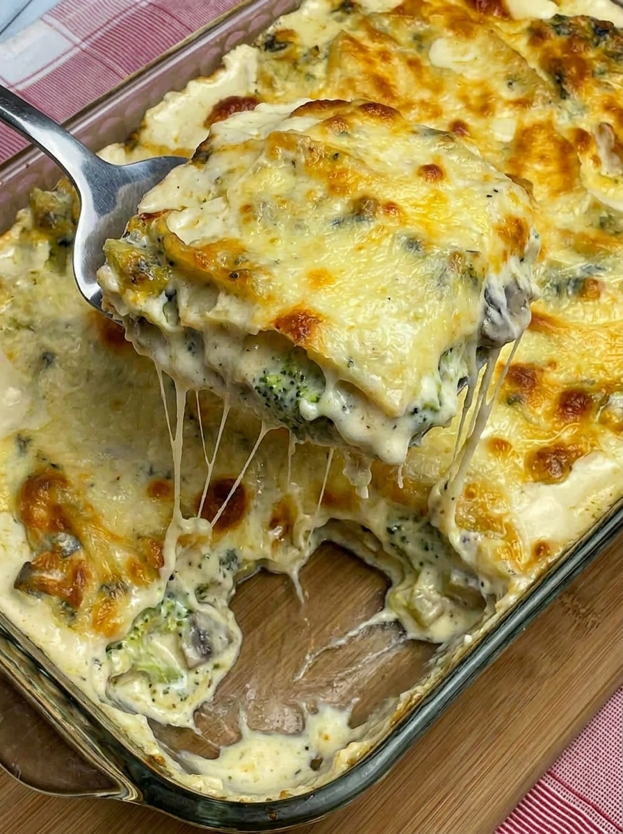 A fork is stuck in a piece of food.