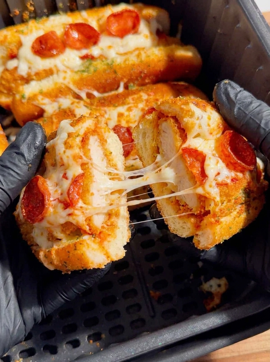 A hand holding a slice of pizza.
