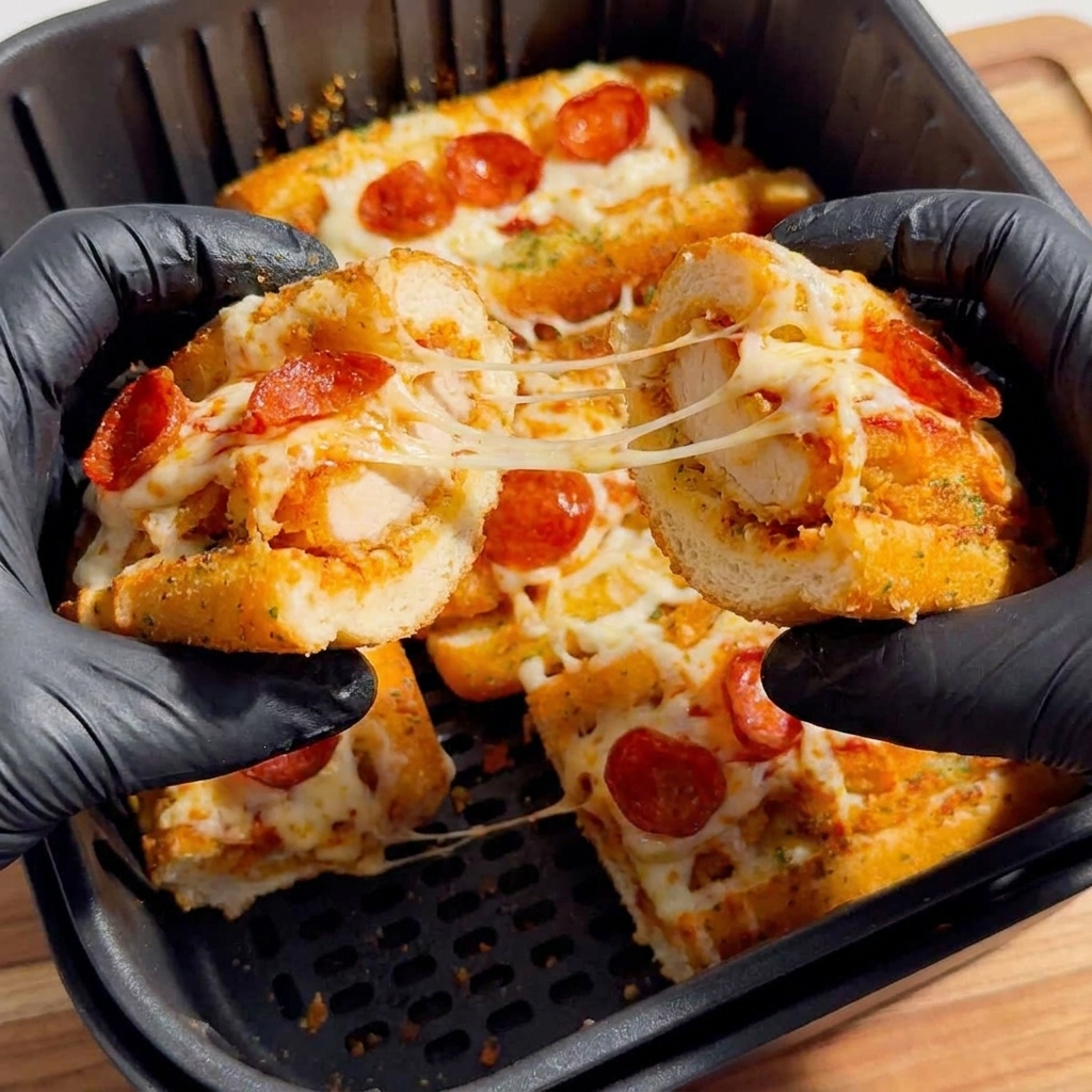 A person is holding a piece of food in their hand.