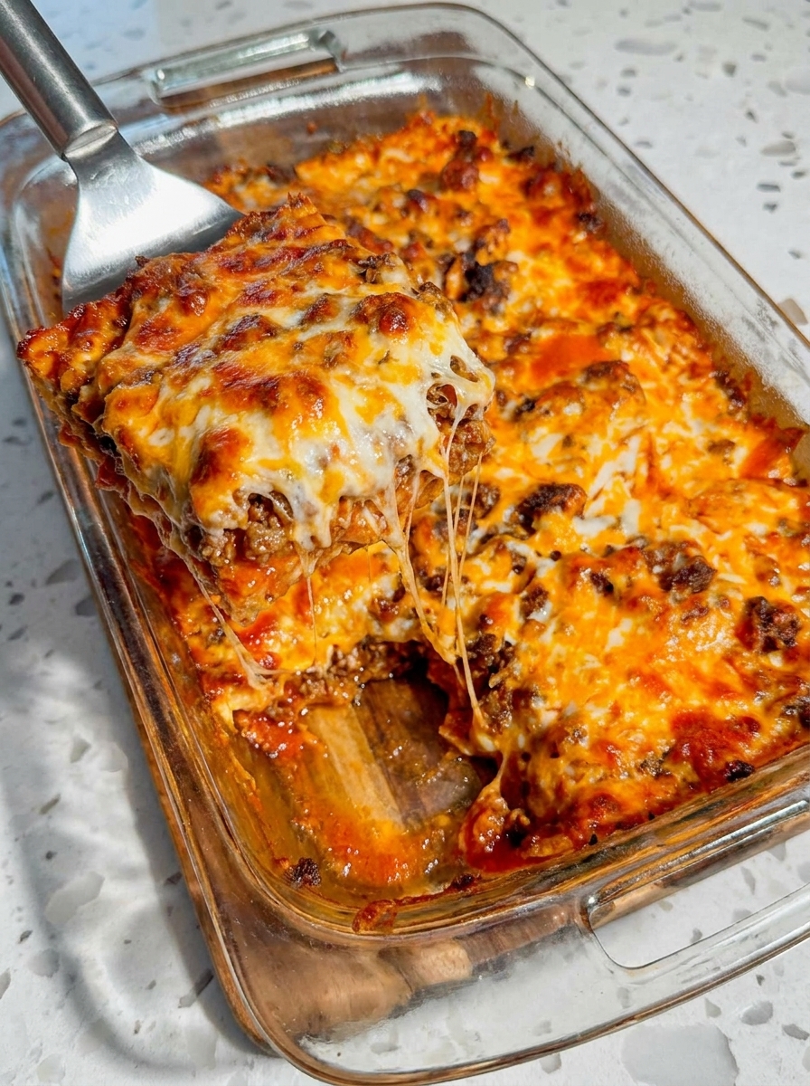 A close up of a delicious looking lazy enchiladas.