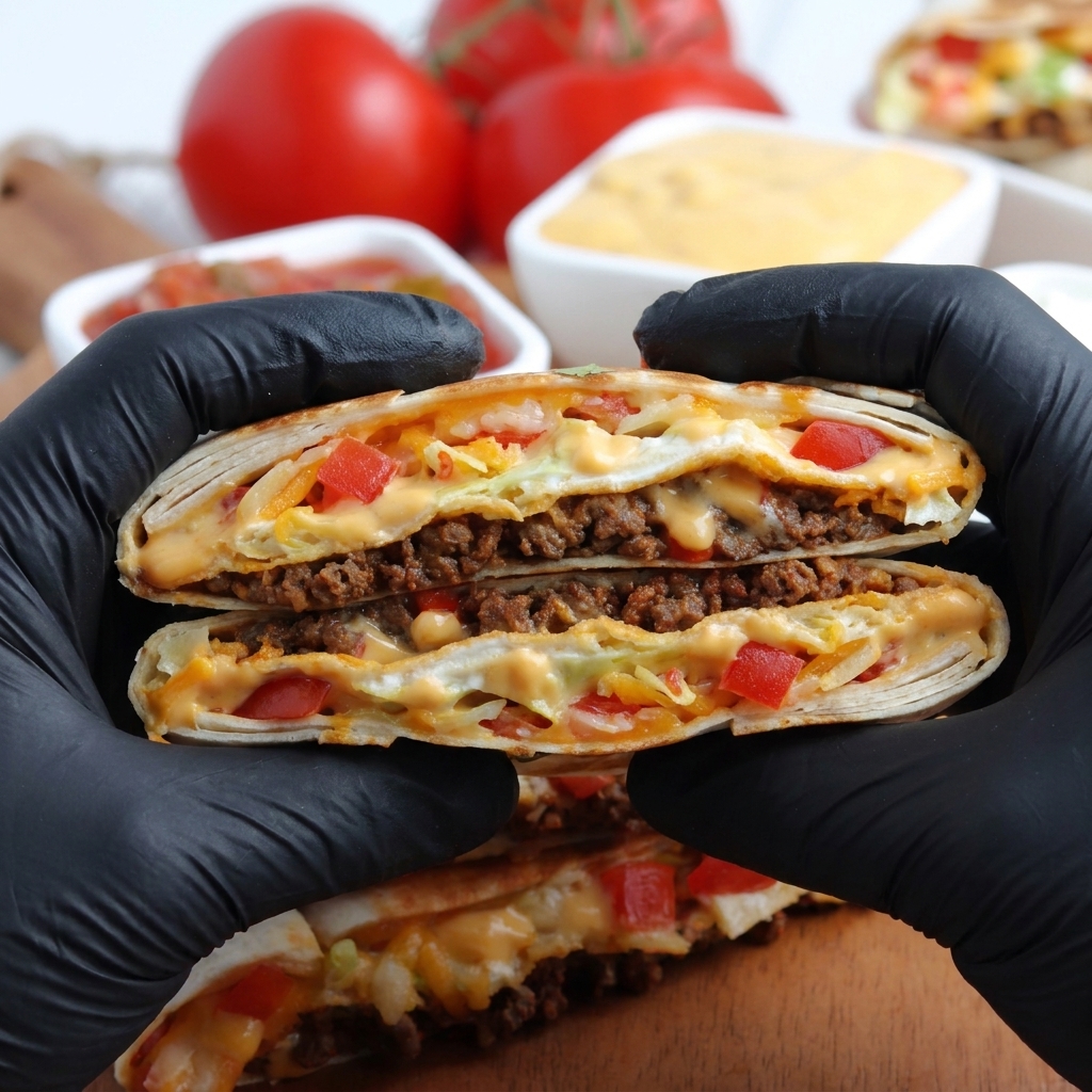 A person is holding a Crunch Wrap Supreme.