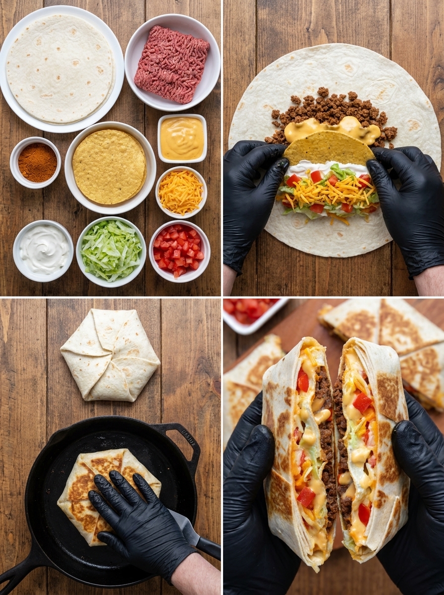 A person is holding a Crunch Wrap Supreme.