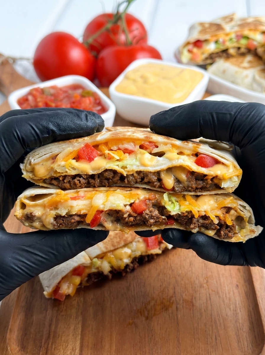 A person holding a Crunch Wrap Supreme.