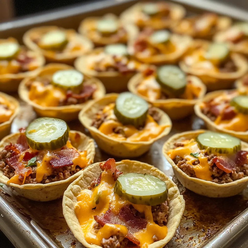 Crispy Double Bacon Cheeseburger Pickle Taco Cups Recipe