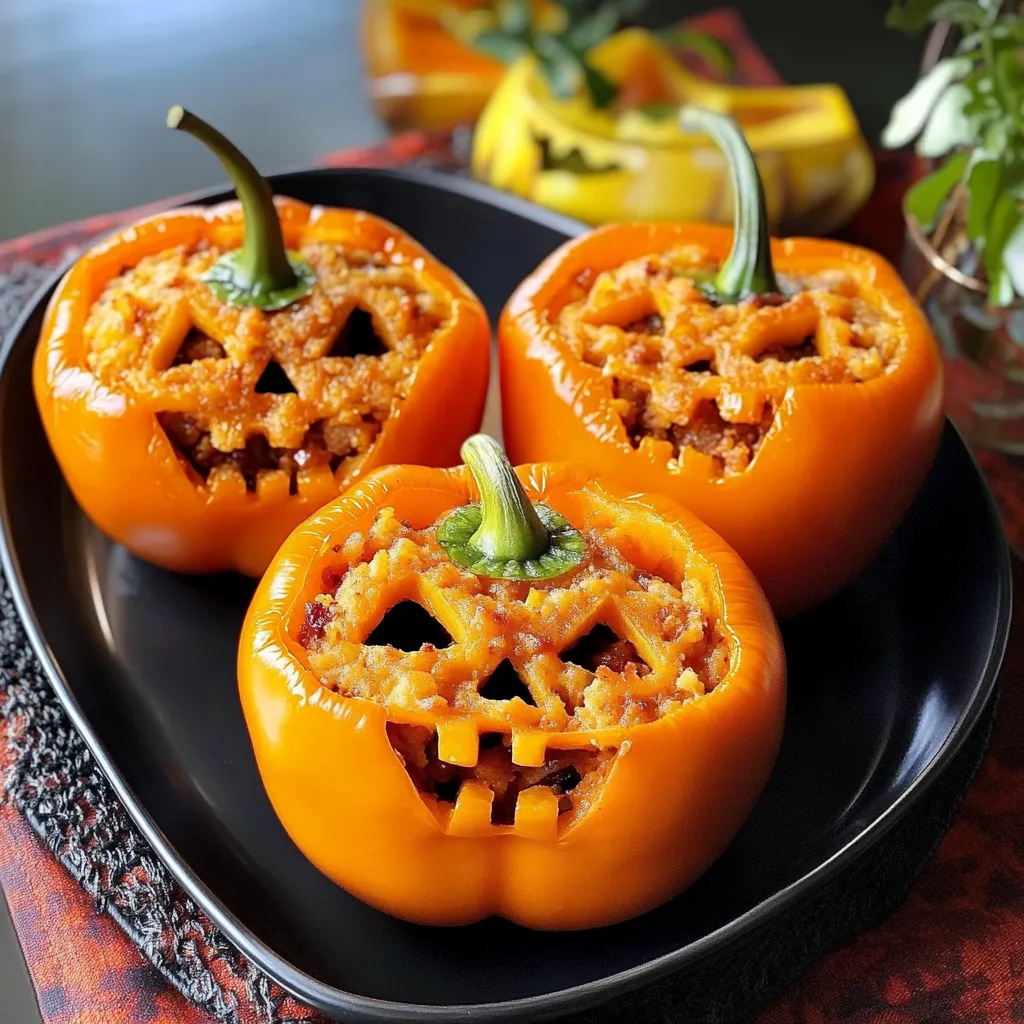 Jack Lantern Stuffed Peppers