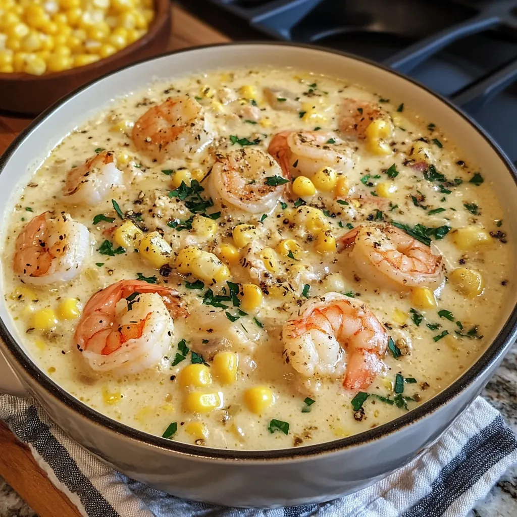 Garlic Butter Shrimp & Corn Chowder Recipe