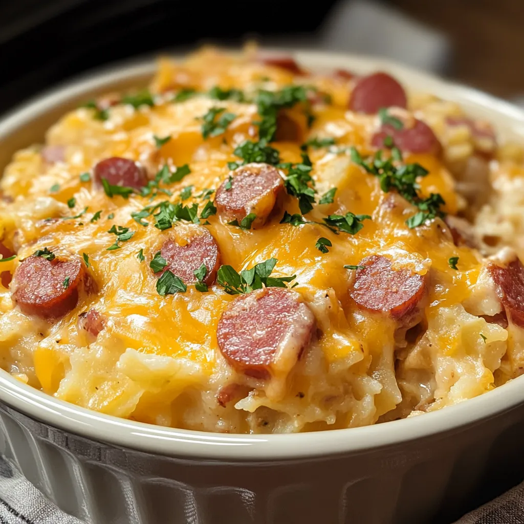 Slow Cooker Cheesy Kielbasa Hashbrown Casserole Recipe