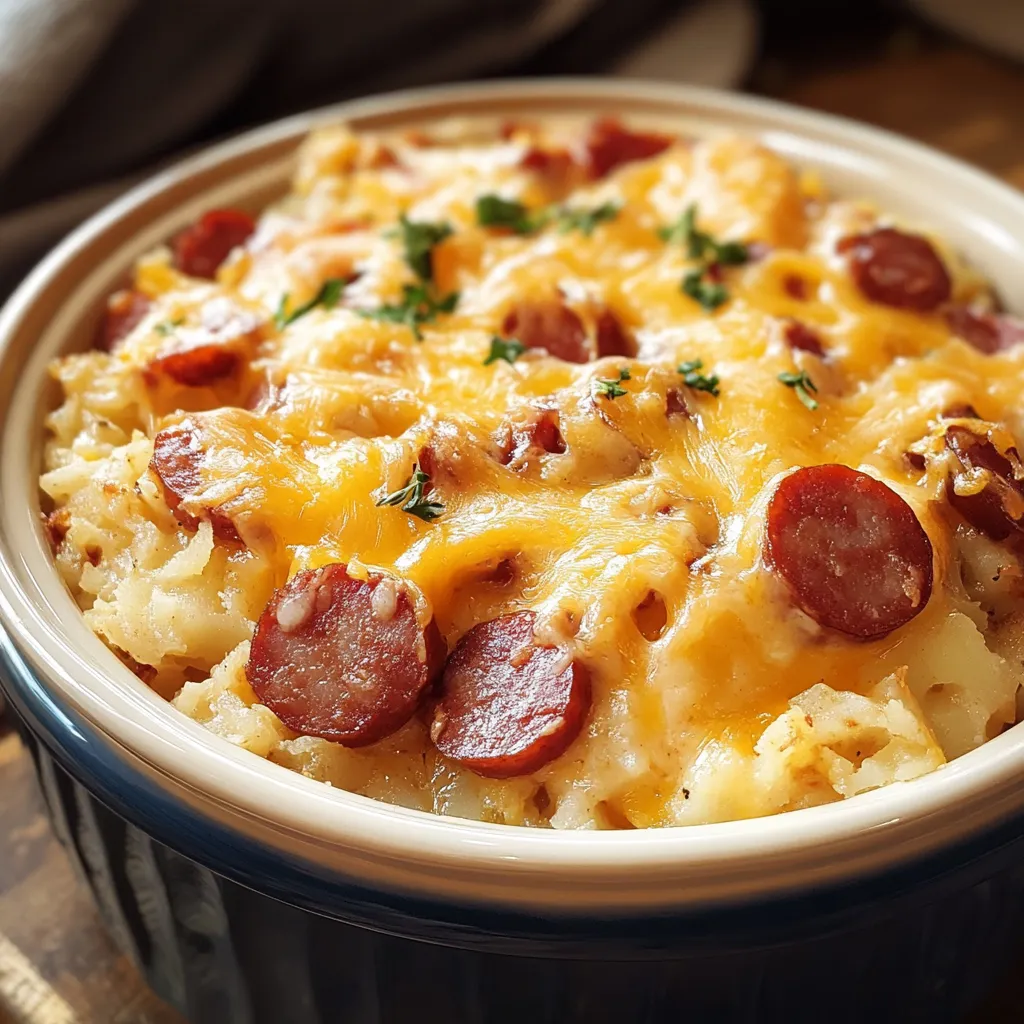 Slow Cooker Cheesy Kielbasa Hashbrown Casserole Recipe