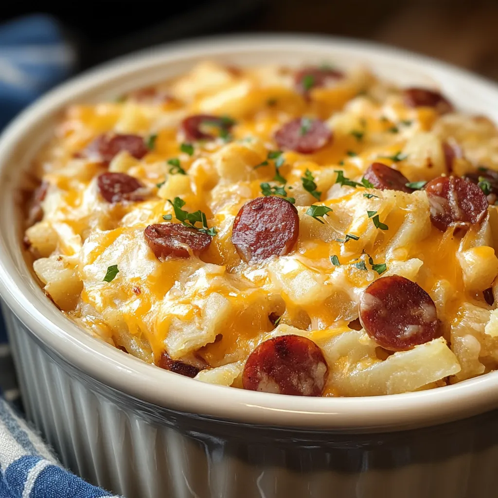 Slow Cooker Cheesy Kielbasa Hashbrown Casserole Recipe