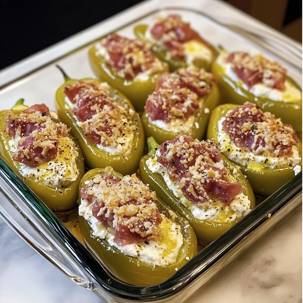 Cream Cheese & Salami Stuffed Pepperoncini
