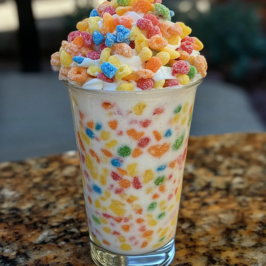 Easy & Simple Fruity Pebbles Rainbow Cereal Shake