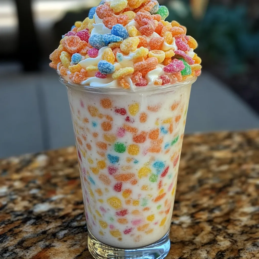 Easy & Simple Fruity Pebbles Rainbow Cereal Shake