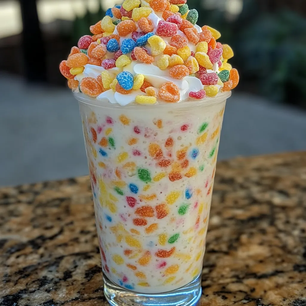 Easy & Simple Fruity Pebbles Rainbow Cereal Shake