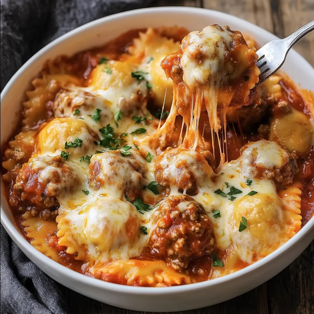 Cheesy Beef Ravioli Bake
