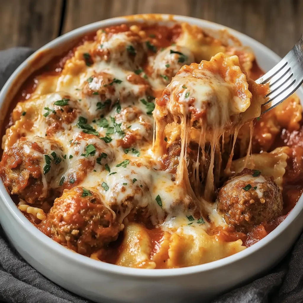 Cheesy Beef Ravioli Bake