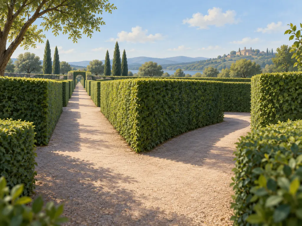 An illustration of a path splitting into two directions through a garden maze, representing two different ways of approaching the same logic problem.