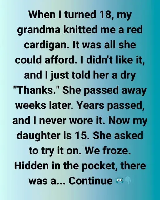 Original post image accompanying The Red Cardigan and the Pocket My Daughter Found