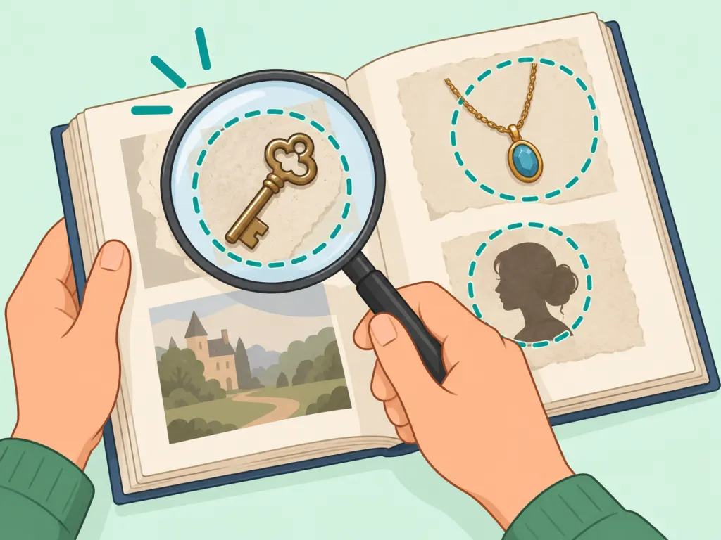 Hands inspecting visual clues that hint at a secret identity.