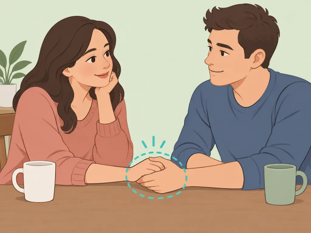 Partners balancing appreciation with a careful conversation.