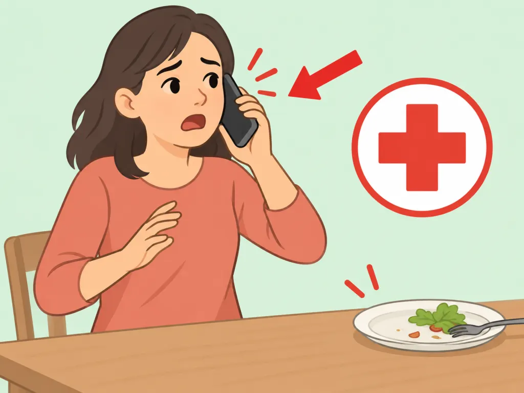 A person using a phone to seek help after serious symptoms.