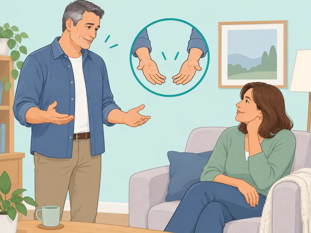 A man showing respectful, non-entitled body language during a date.