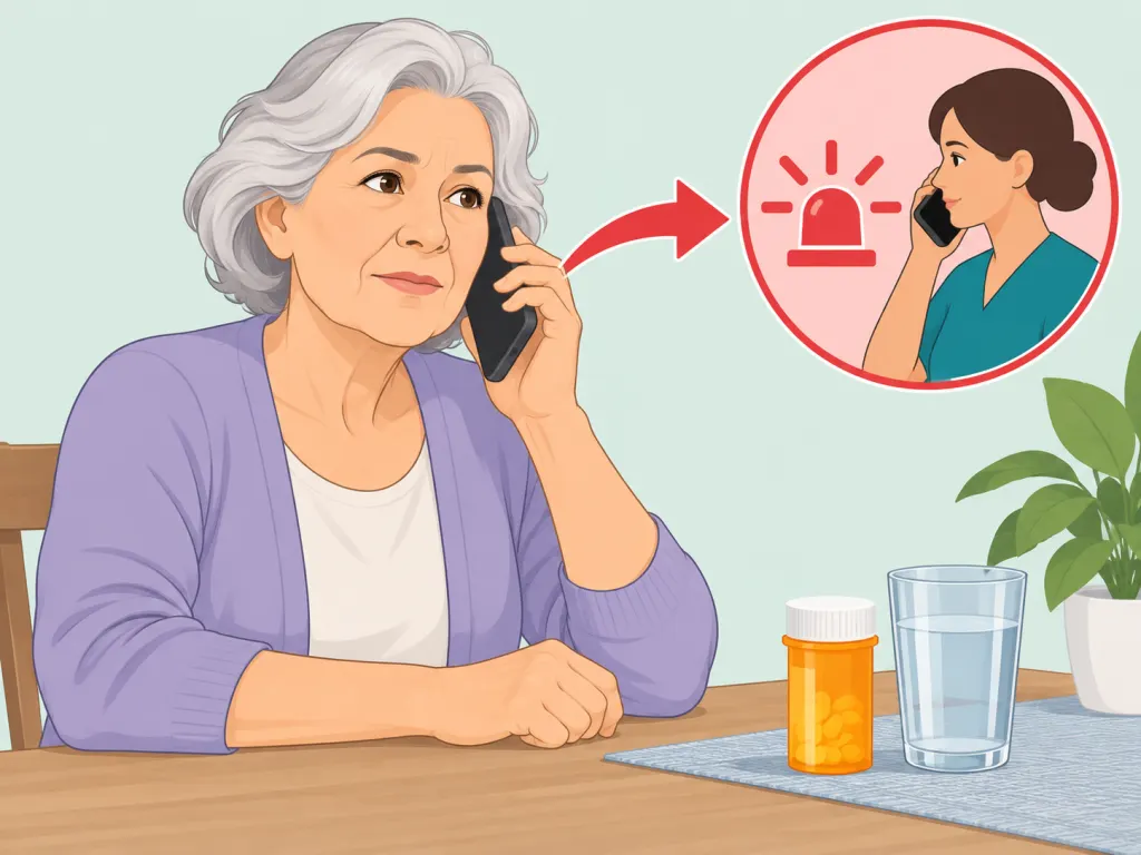 An older adult calling a doctor about serious or unusual symptoms.