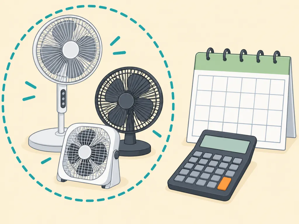 Several fans being counted together for a monthly cost estimate.