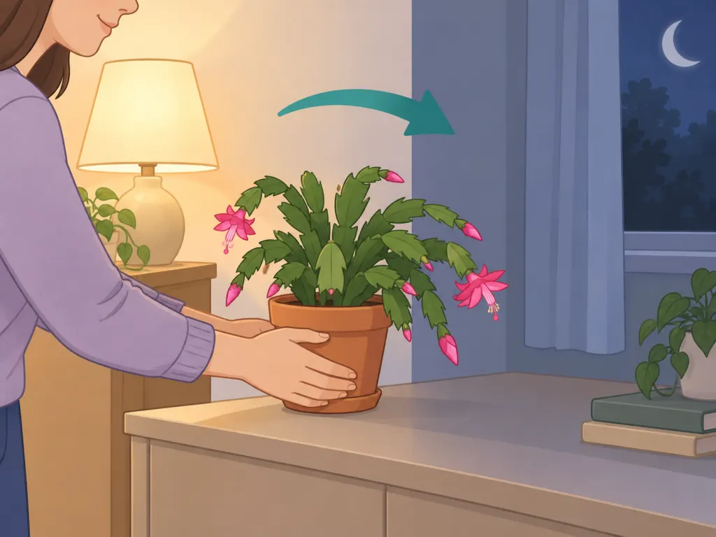 A Christmas cactus placed away from night lighting for fall bud preparation.