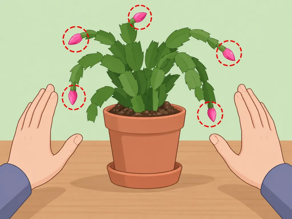 A budding Christmas cactus left undisturbed in one location.