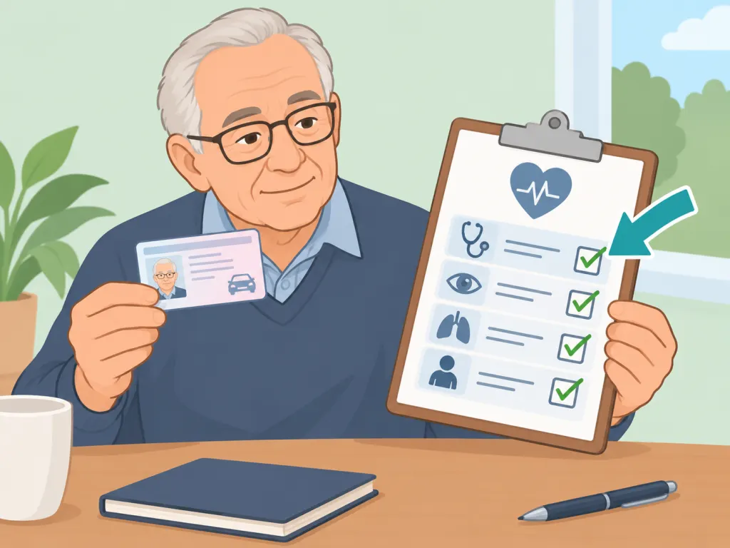 Driver checking whether a medical fitness review is required.