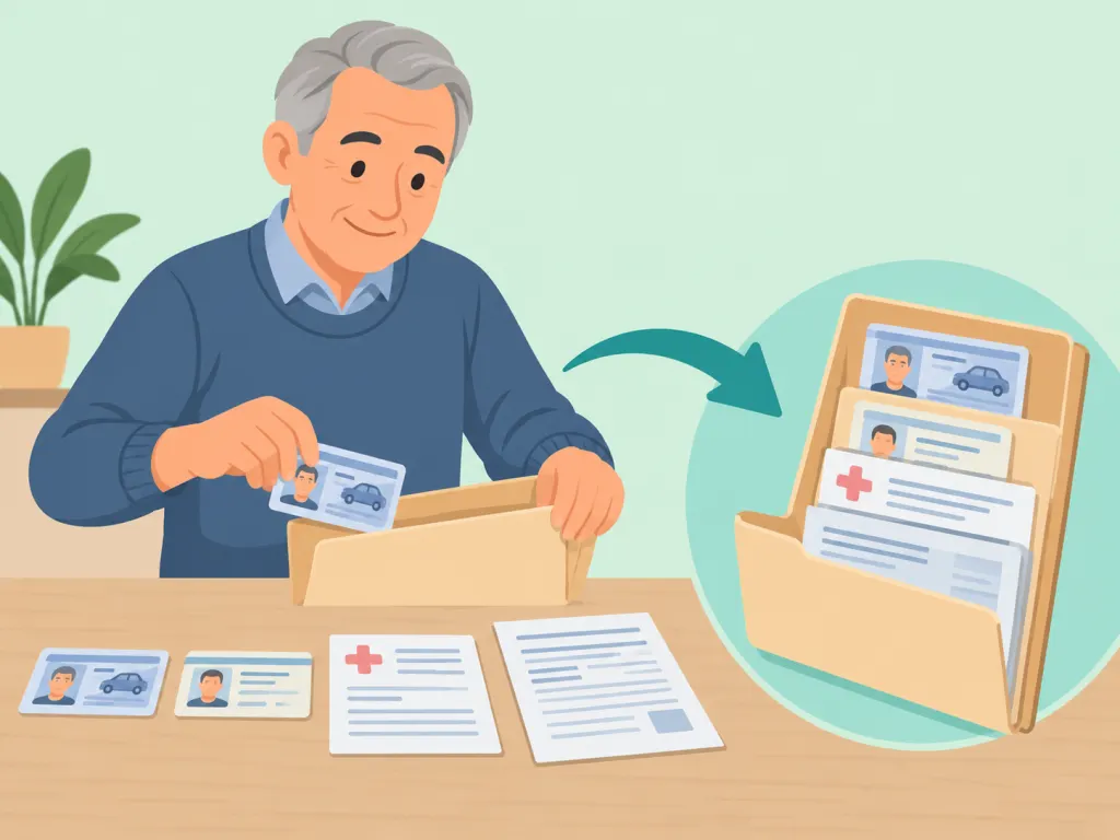 Driver preparing documents for a required medical check.
